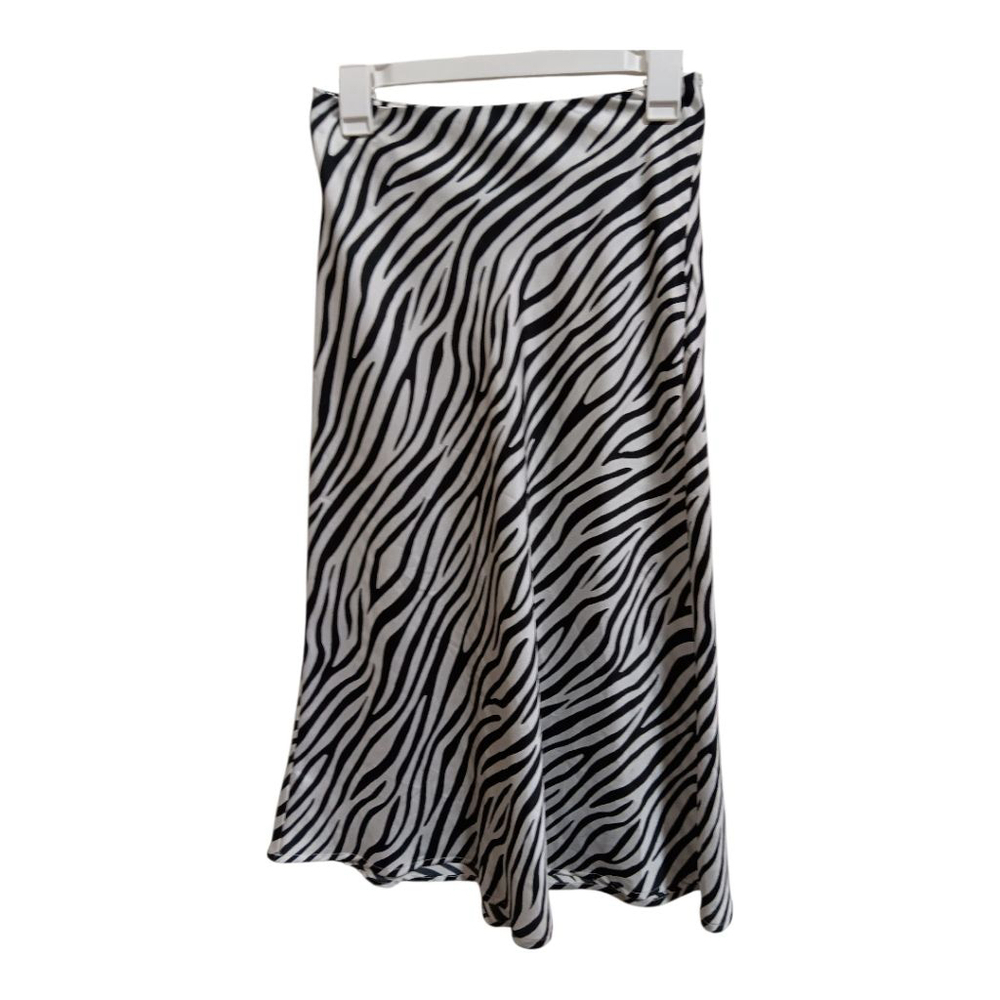 WAPG We're All Pretty Girls Satin Zebra Print Midi Skirt Black & White